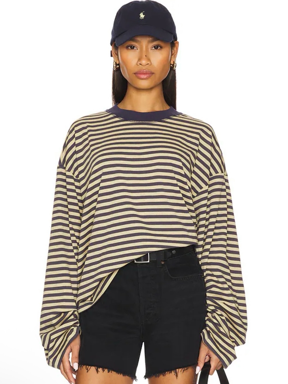 LIONESS Bloom Top in Beige Stripe
